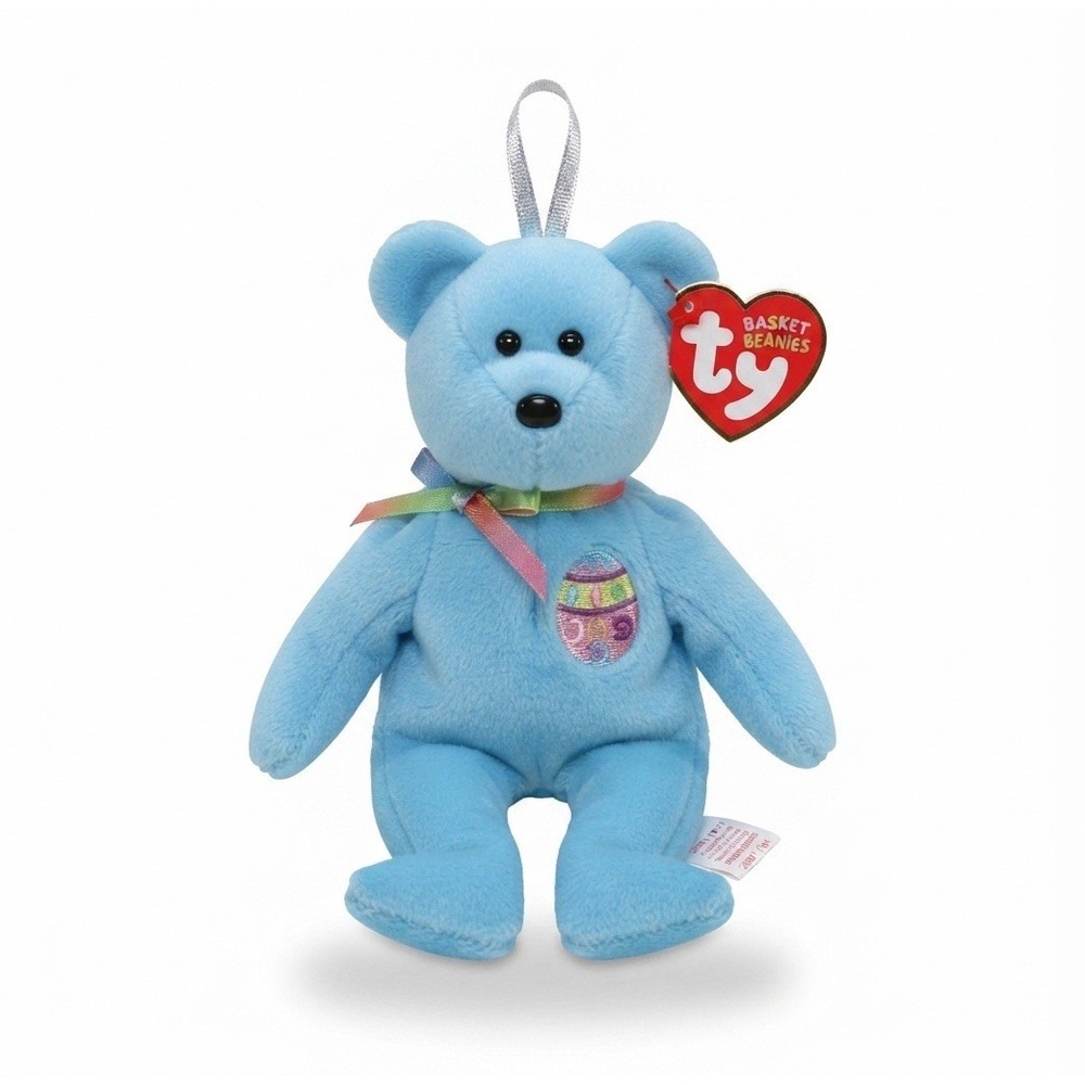 Ty Basket Beanies Blue Bear Easter Egg Ornament‎ Plush with Original Tag Toy